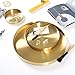 IVAILEX Round Gold Tray Stainless Steel Jewelry, Make up, Candle Plate Decorative Tray (5.5 inches)
