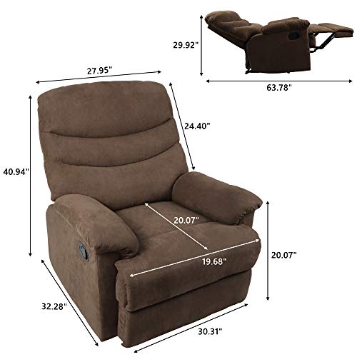 HEYNEMO Recliner Chair, Modern Recliner Chair for Living Room, Manual Adjustable Recliner Chair Recliner Sofa for Living Room Bedroom Office, High Back Comfortable Single Chair Recliner Chair Coffee - Thumbnail 4