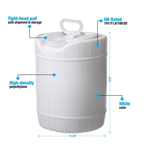Hudson Exchange 5 Gallon Winpak Handled Container With Cap, Hdpe, White #TOP1