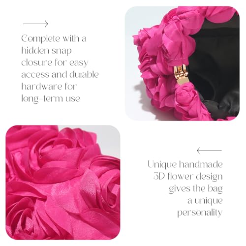 Image of 3D Flower Evening Bag for Women Elegant Floral Bridal Handbags Rose Clutch Purse for Wedding, Prom, Cocktail Party,Date Night