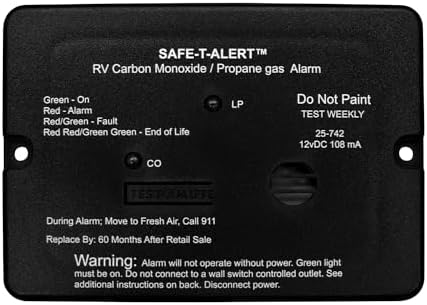 Safe T Alert - Mini Dual LP/CO Alarm - Flush Mount Black - 25-742-BL