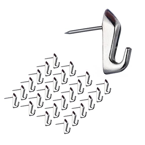 Image of Push Pin Picture Hooks Push Pin Hanger Picture Hanging Nails for Home Office Fabric Wall Wooden,15 Pack (Silver)