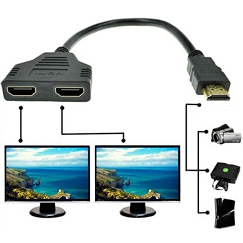 REDGO 5149271 1080P HDMI Male to 2 HDMI Female 1 in 2 Out Splitter Cable Adapter Converter, Black