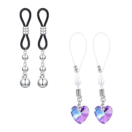 Vcmart 2-3 Pares de Piercings de pezón Falso con Colgante Anillo de pezón Falso sin Piercing de pezón Piercing de pezón