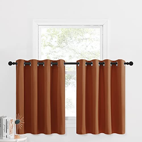 NICETOWN Kitchen Curtains - Room Darkening Thermal Insulated Thick Soft Valances, 36 Inch Length Short Curtains for Living Room/Bathroom Decor, 2 Pane