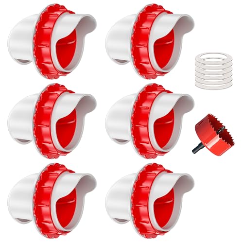 ZenxyHoC Mangeoire Poules, Mangeoire Poule Automatique, 6 Ports DIY Mangeoire à volaille Gravité Kit pour Seaux Tonneaux Bacs