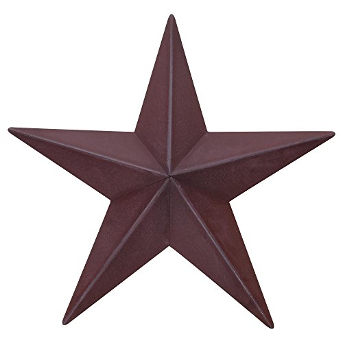 CWI Gifts Metal Barn Star - 12 inch Galvanized Hanging Star - Farmhouse Wall Decor - Burgundy
