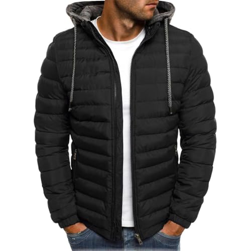 Chaqueta de plumón para hombre casual con capucha y cordón para invierno