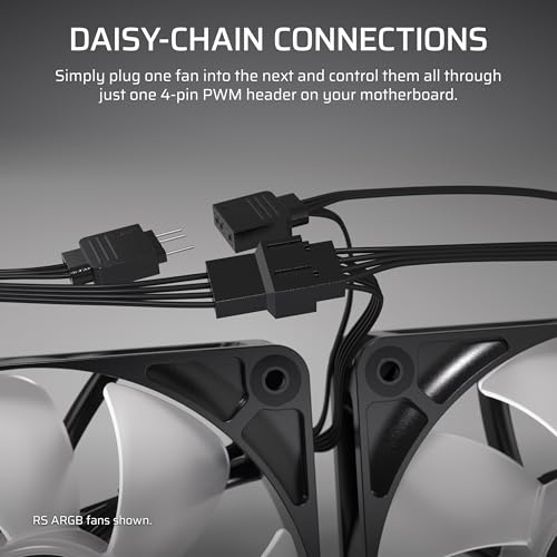 Corsair RS140 140mm PWM Fan – Daisy-Chain Connection – Low-Noise – Magnetic Dome Bearing – Single Pack – White 2