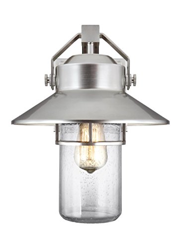 Feiss Ol13901Pbs Boynton Stonestrong Marine Grade Outdoor Patio Lighting Wall Lantern, Satin Nickel, 1-Light (11"W X 13"H) #TOP3