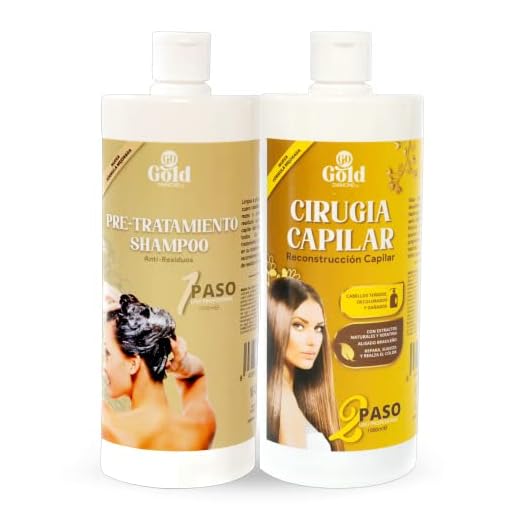 Gold DIAMOND - CIRUGIA CAPILAR - KIT ALISADO BRASILEÑO - Hidrata y restaura el cabello a base de Keratina, Ampollas, Vitaminas y Extractos naturales - Resultado profesional