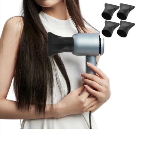 4 PCS Professional Black Plastic Salon Hair Dryer Narrow Concentrator Nozzle Drying Blowers Diffuser Blow Flat Hairdressing Styling Tool Accessories Replacement for Barber Shop Using Home Dryers