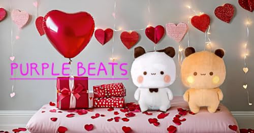 Image of Purple Beats Bubu Dudu 25-30cm Brown and White Plush Toy for Kids - Adorable Cuddly Companion