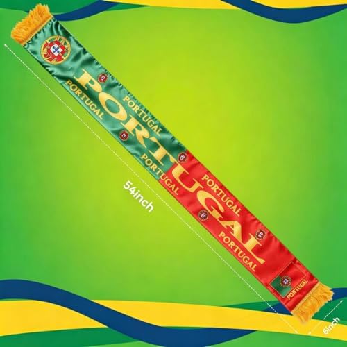 TOSOUATOP Scarf For World Cup 2026【HD Printing】【Druable】【Skin Friendly】 Portugal Soccer Scarf