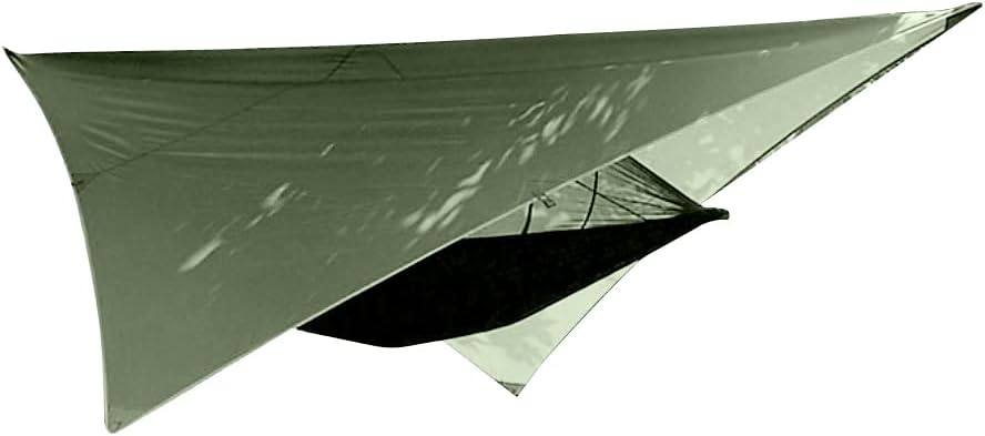 Camping Hammock with Mosquito Bug Net Tent, Rain Fly Tarp & Tree Straps with Carabiners - Lightweight Portable Single Double Set for Hiking, Backpacking Travel, Complete with Stow Away Pocket