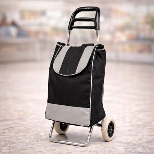 Carrinho de Compras Dobrável Premium Reforçado para Feira e Mercado Suporta 30kg com Bolsa e Rodas