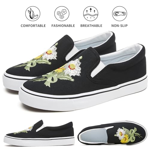 Image of Women's Canvas Slip On Sneakers Non Slip Loafers | low top non slip on walking breathable casual comfortable fashion tennis