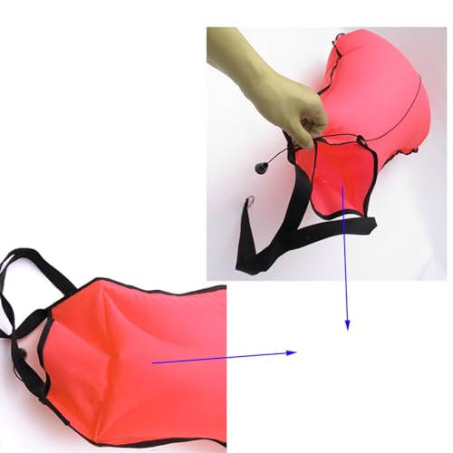 rockible Scuba Diving Float Buoy Lift Bag 140lb Reflective Band Snorkeling High Visibility Salvage Lift Bag for Underwater Freediving, Fluorescent Red