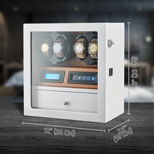 Image of 4 Watch Winder with 5 Watch Storage Space, LCD Display, Touch Control and Interior Light