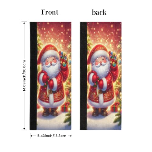 Image of Christmas Refrigerator Door Handle Covers Set of 2 Fridge Door Handle Decor | Xmas Santa Claus Washable Dishwasher Mocrowave Oven Protector Handle Cover Keep Your Kitchen Appliance Clean