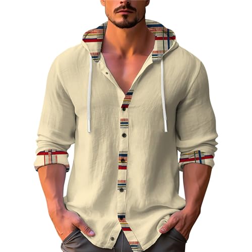 Chemise en lin mélangé haut de gamme avec capuche élégante pour homme moderne