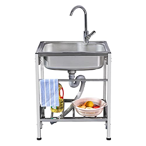 Lavabo à main en acier inoxydable évier compact anti-éclaboussures avec rangement