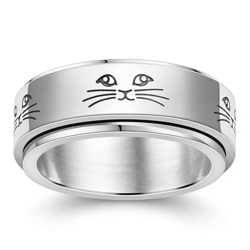 Genérico Antiestrés para Mujer,Cojín giratorio con diseño de gato - Anillos de estimulación para mujer | Para niñas, adolescentes, adultos, hombres, niñas, , calma, paz, Se référer au