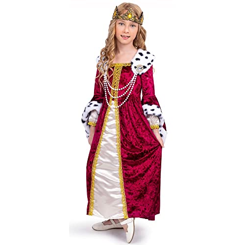 Dress Up America Queen Costume For Girls, Kids Renaissance Princess Costume, Royal Gown And Crown Set - Image 3