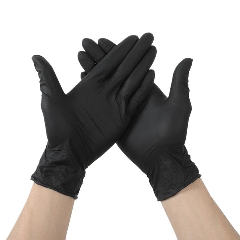 20/50/100 pezzi Guanti monouso in nitrile nero for la pulizia della casa, senza lattice, for cucina, tinture for capelli, meccanici, tatuaggi(Black 100PCS,XL)