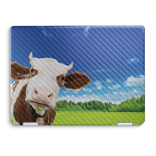 Image of MightySkins Carbon Fiber Skin Compatible with HP Spectre x360 14 inch (2022) Full Wrap Kit - Cow Face | Protective, Durable Textured Carbon Fiber Finish | Easy to Apply | Made in The USA