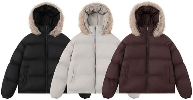 Thickened Warm Detachable Wool Collared Cotton Padded Jacket for Women Loose Casual Coat