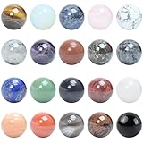 Wemeki Mix 6PCS Gemstone Spheres, 1.2 Inch Crystal Balls, Healing Crystal Mini Sphere, Polished Hand Carved Sphere Sculpture Figurine for Home Decor(Random Color