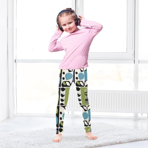 ALAZA Girls' Leggings Children's Yoga Pants Skinny Printed Dance Abstract Animals Comfortable 4T3