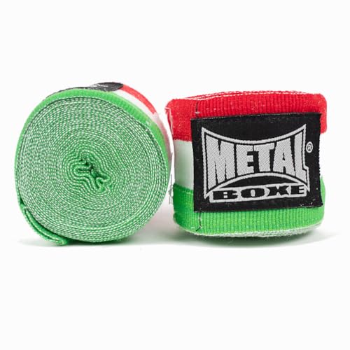 METAL BOXE - Fascia per le mani per allenamento di boxe, 4 m, verde/bianco/rosso