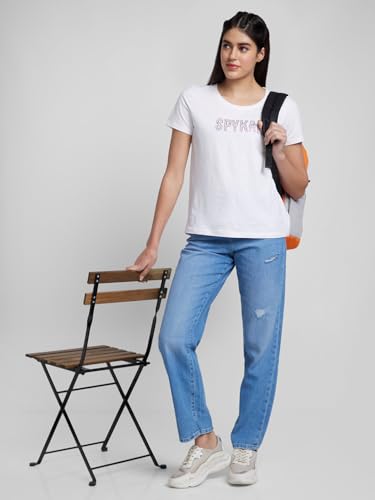Image of Spykar Women High Rise Cotton Straight Fit Regular Length Jeans (Bella)