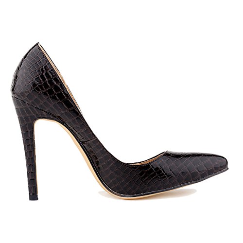 LOSLANDIFEN Womens Shoes Closed Toe High Heels Womens Pointed Slender Stiletto Pumps (36 M EU/6 B(M) US, Coffee)