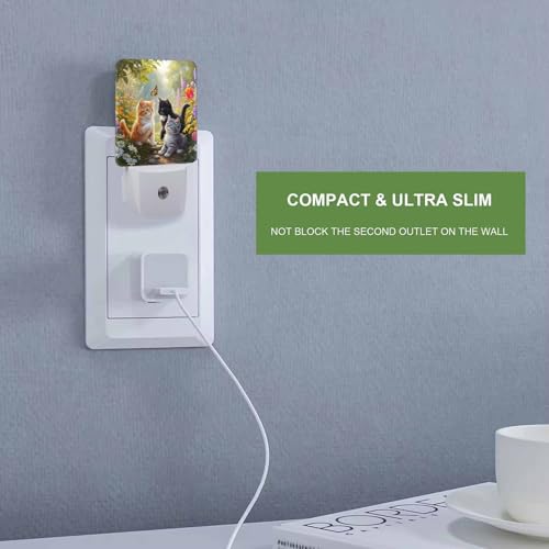Image of LED Night Light,Three Cute cat LED Night Light Plug into Wall with Dusk to Dawn Light Sensor White Energy Efficient Nightlight for Bedroom Hallway Living Room Kitchen