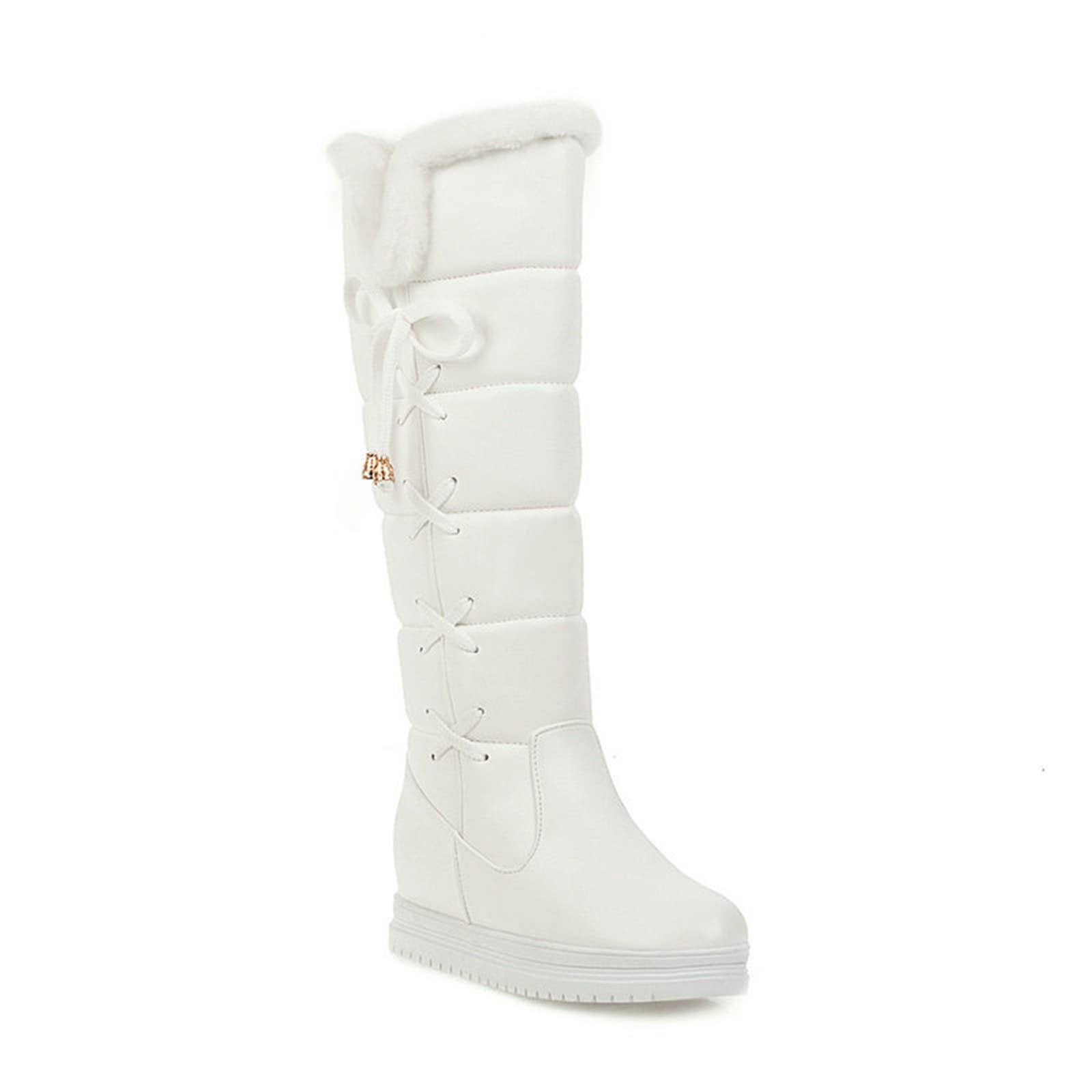 Stivali da donna con calda imbottitura, con suola in gomma antiscivolo, comodi, alla moda e versatili, bianco, 37 EU