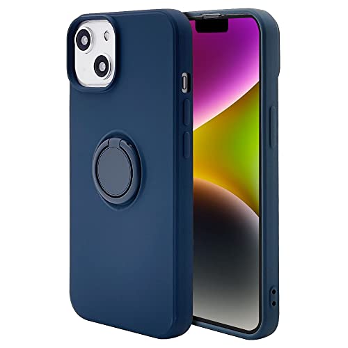 ラスタバナナ ケース カバー iPhone14 13 共用 リング付き ソフトケース TPU スマホリング 落下防止 スタンド機能 ストラップホール ロイヤルブルー アイフォン14 スマホケース 7067IP261TP