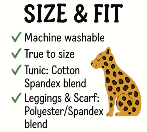 Image of Unique Baby Girls Kids Toddler 3pc Outfit Set Long Sleeve Lightweight Tunic Top Leggings and Scarf