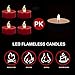 LED Tea Lights Flameless Candles: Battery Operated Bulk 24-Pack Realistic and Bright Flickering Long Lasting 200 Hours Electric Tealight Candles for Home Decor Halloween Christmas Wedding (Red)