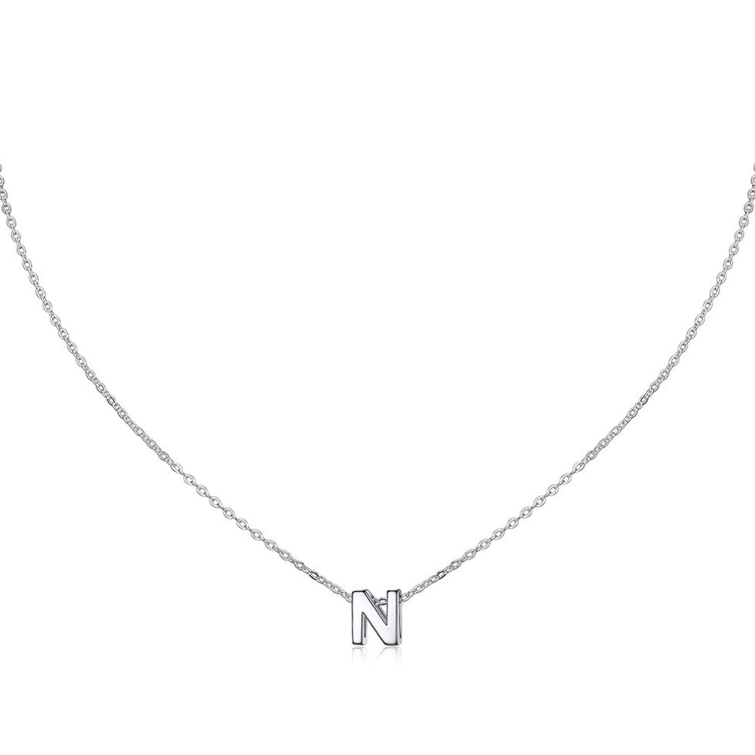 isigno Collar Letra Inicial Mujer Colgante 26 Letras Plata de Acero Inoxidable Mini Alfabeto Joyería Minimalista de Nombres para Madres Niña Parejas, Mejor Amiga