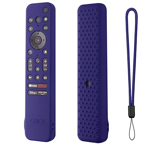 Image of Oboe Silicone Tv Remote Cover Compatible with Sony Smart Tv 2022 Voice Remote RMF-TX 800U / RMF-TX 900U Remote Protective Case with Lanyard (C-Dark Blue) [Remote NOT Included]