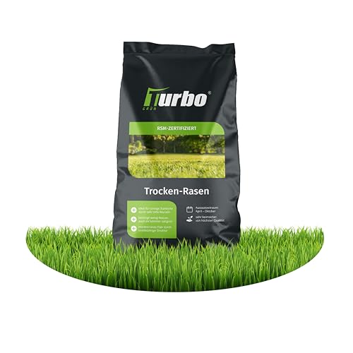 Trockenrasen, Rasensamen, 3kg für 105m², Trockenrasen Samen, Grassamen, Ideal zur Neuanlage, Für sonnig Standorte, Rasensaat, Nachsaat, RSM Qualität, Turbogrün