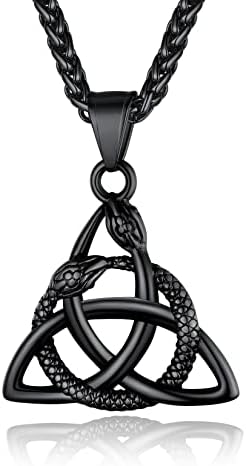 ChainsPro Men Viking Necklace,Celtic Norse Runes/Snake/Triple Horn of Odin (Gift Wrapped)