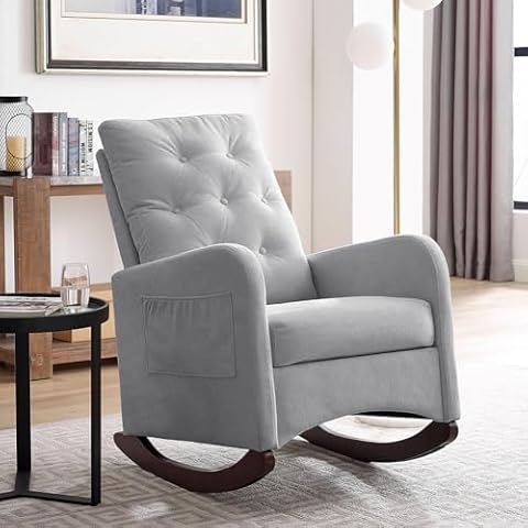 IVYHAVEN Rocking Chair, One Size, Light Grey Cover