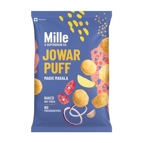 Image of Mille Jowar Puffs Magic Masala | Not Fried, No Preservatives | Healthy Ready to Eat Millet Snacks | Naturally Gluten Free | 35g