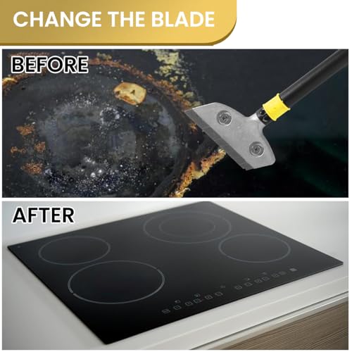 Image of HASTHIP Blade Scraper Floor and Wall Scraper 23.6 Inches Long Handle Cleaning Scraper with 10Pcs Replacement Razor Blades Heavy Duty Aluminum Alloy Cleaning Scraper for Wall, Glass, Tiles