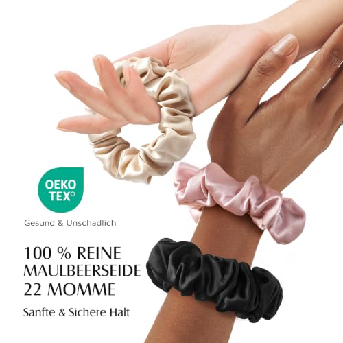 Umisleep 3er Set 100% Mulberry Seiden Scrunchies für Damen,weniger Frizz – Ansicht 2