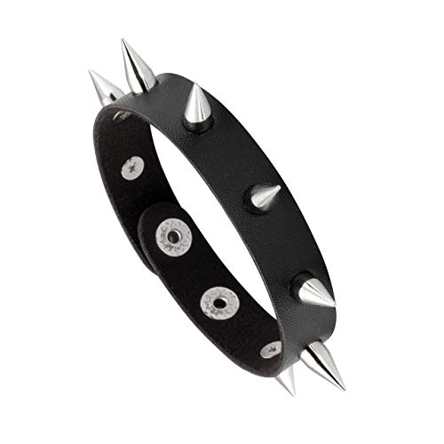Manfnee Leather Spike Rivet Bracelet Choker Punk Gothic Metal Studded Cuff Bangle Black Wristband #TOP1